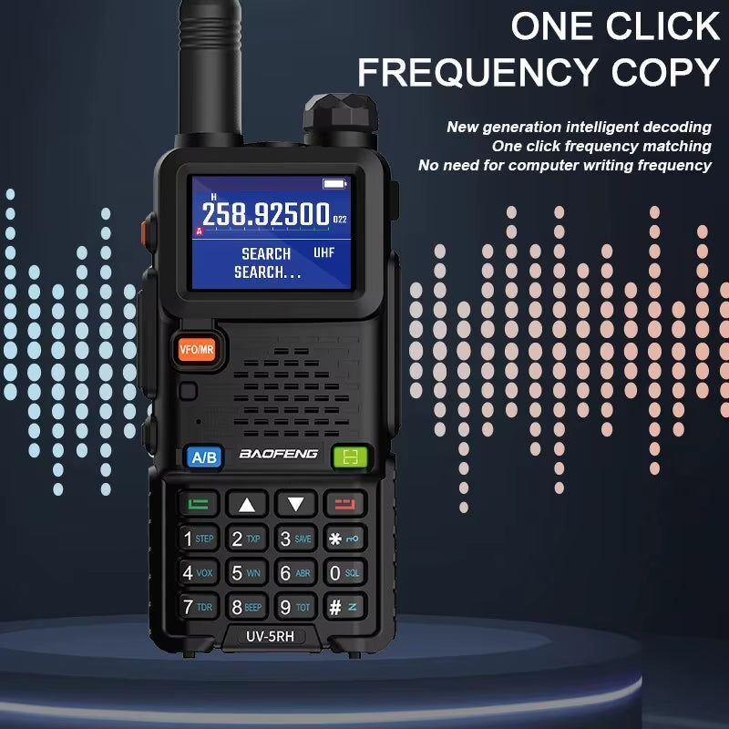 UV-5RH Air Band Walkie Talkie Wirless Copy Frequency Multi-Band Tri Power Type-C NOAA AM FM Long Range Ham Two Way Radio