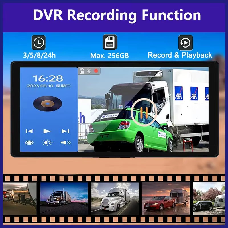 10.36 Inch Screen Car/Rv/Bus/Truck AHD Monitor System 1080P Vehicle 4 Channel Camera Night Vision Reversing Parking Recorder