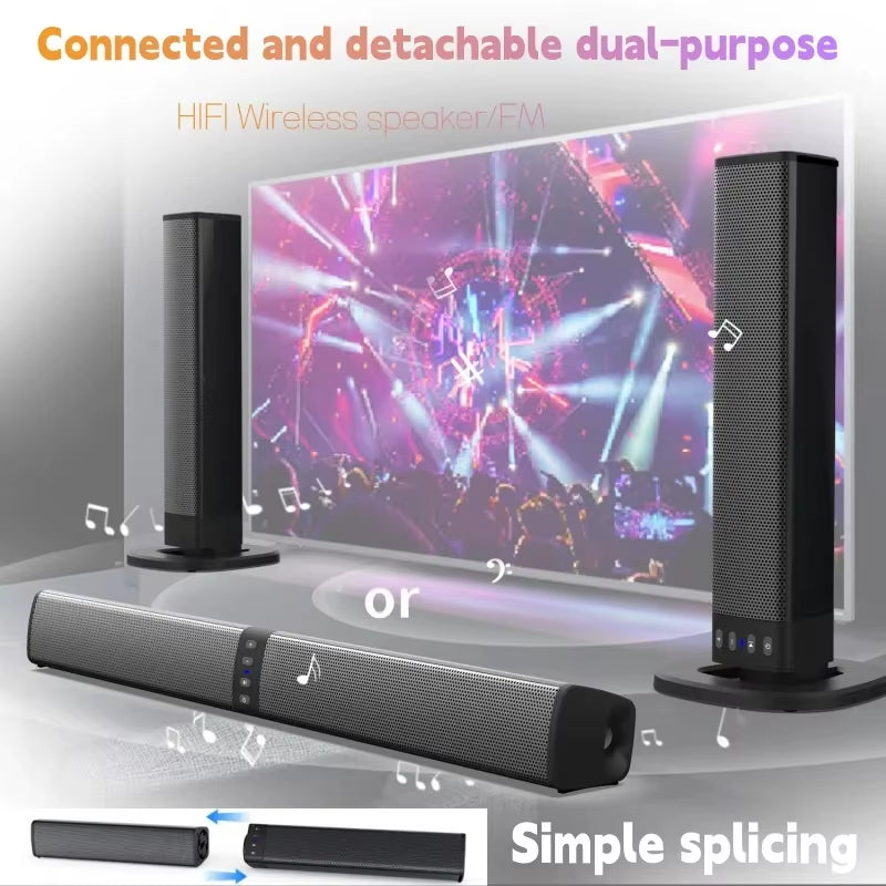 BS-36 40W TV/PC Soundbar Stereo Echo Wall Portable Wireless Bluetooth Speaker Separable Dual Use Home Theater with FM Radio TWS