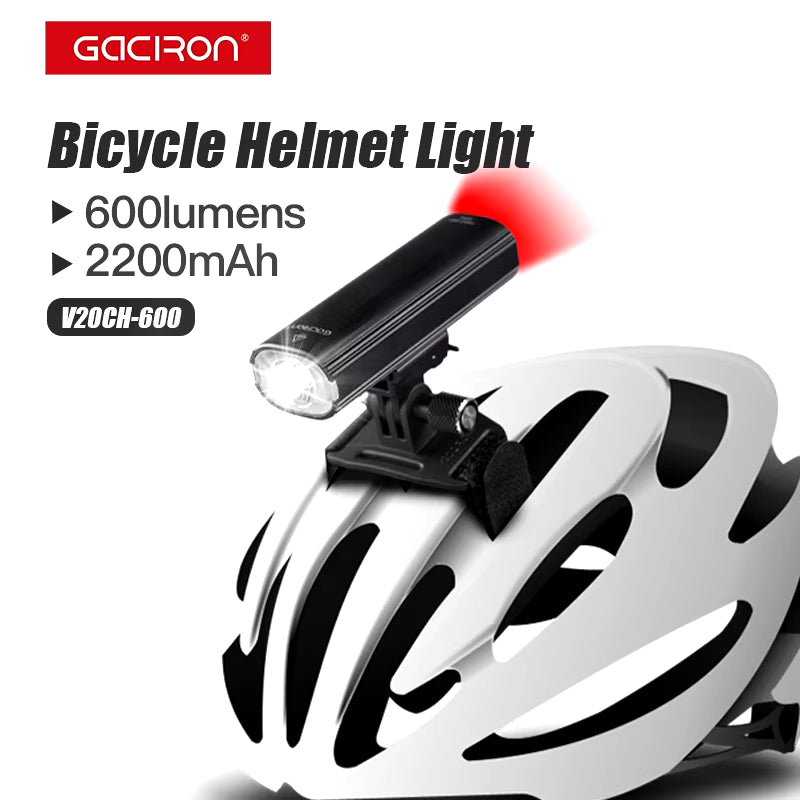 V20CH-600 Bike Helmet Light Front Light & Rear Light 2 in 1 Design 600 Lumens USB Rechargeable Bicycle Light Cycling