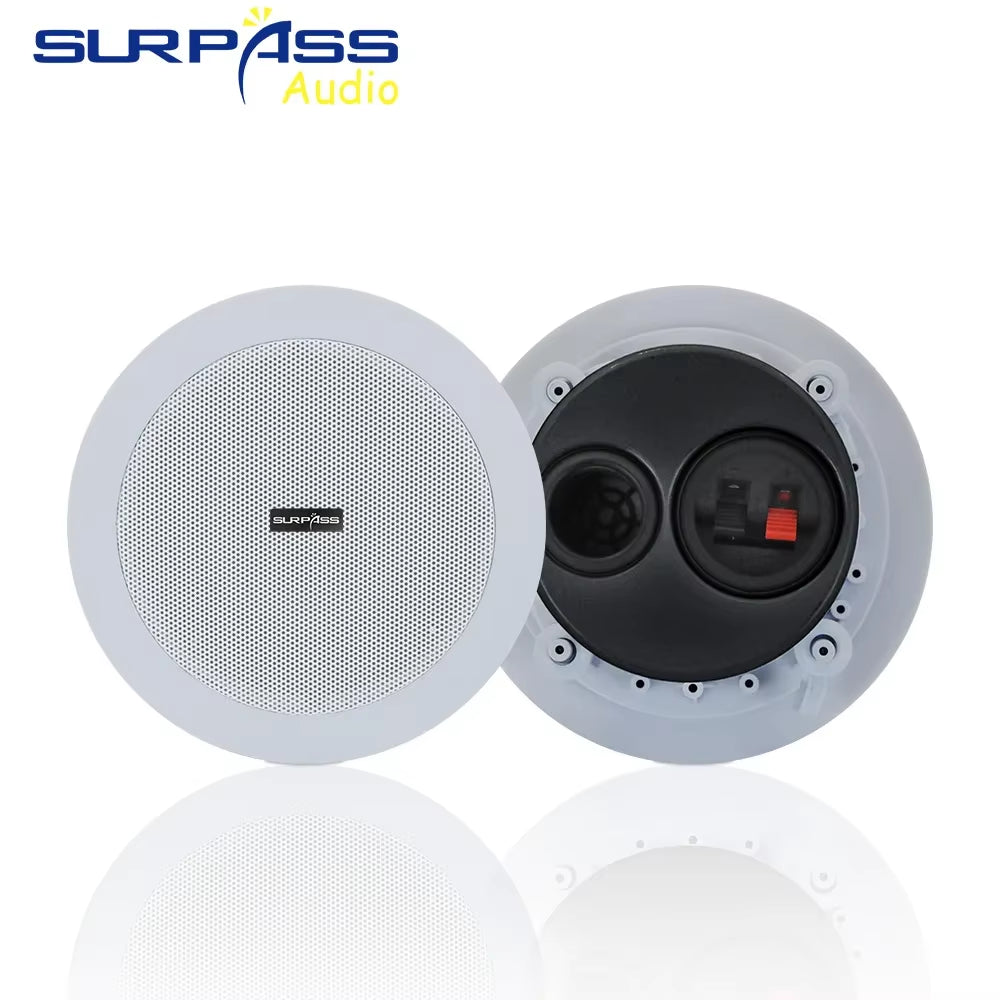 Home Theater Sound System 5 Inch 8 Ohm 20W Ceiling Speaker Moisture-Proof in Wall Ceiling Speaker ABS Material with Back Cover