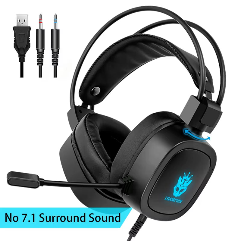 Gaming Headset 7.1 Virtual Surround Sound Gamer Earphones Voice Control with USB Wired Microphone Headphone for PS4 PC Computer