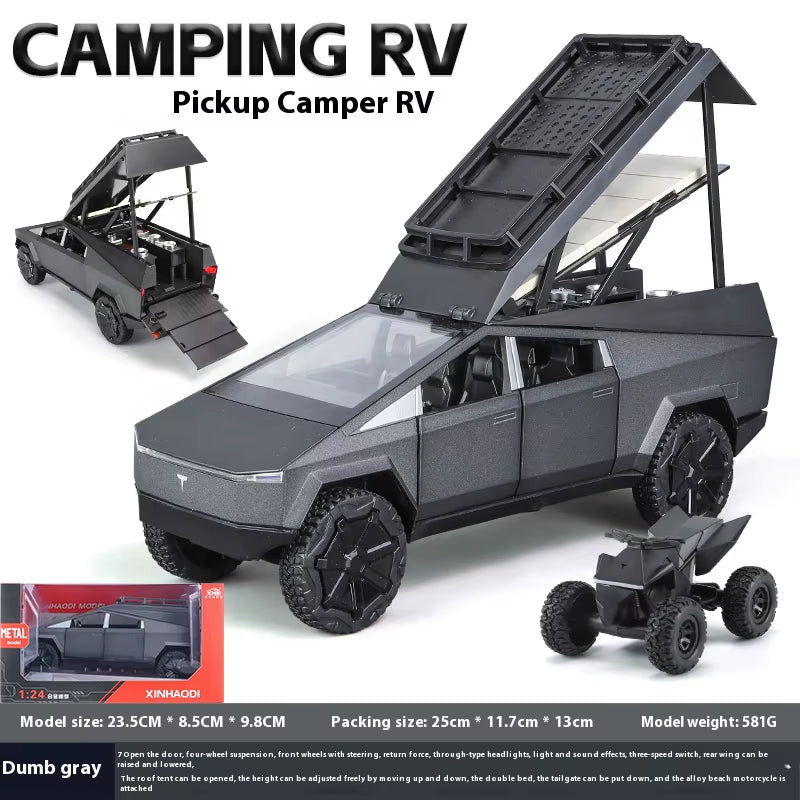 1:24 Scale CYBERTRUCK Alloy Toy Model with Sound, Light & Spring Action - Perfect for Kids' Play & Collection