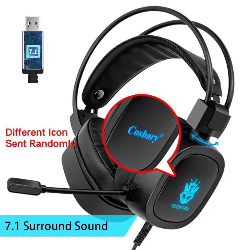 Gaming Headset 7.1 Virtual Surround Sound Gamer Earphones Voice Control with USB Wired Microphone Headphone for PS4 PC Computer