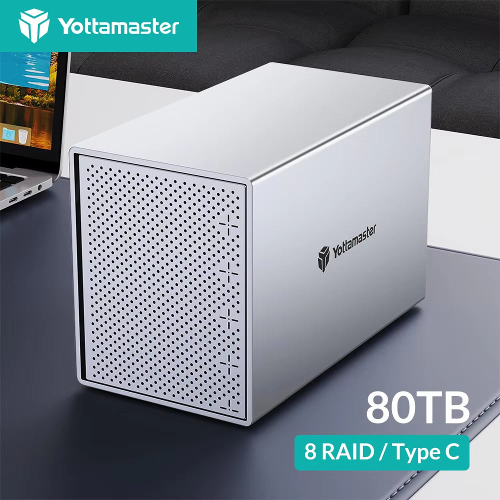 5 Bay 2.5"/3.5" SATA HDD Enclosure 6Gbps USB C HDD/SSD Enclosure up to 16TB*5 RAID Direct Attached Storage Enclosure