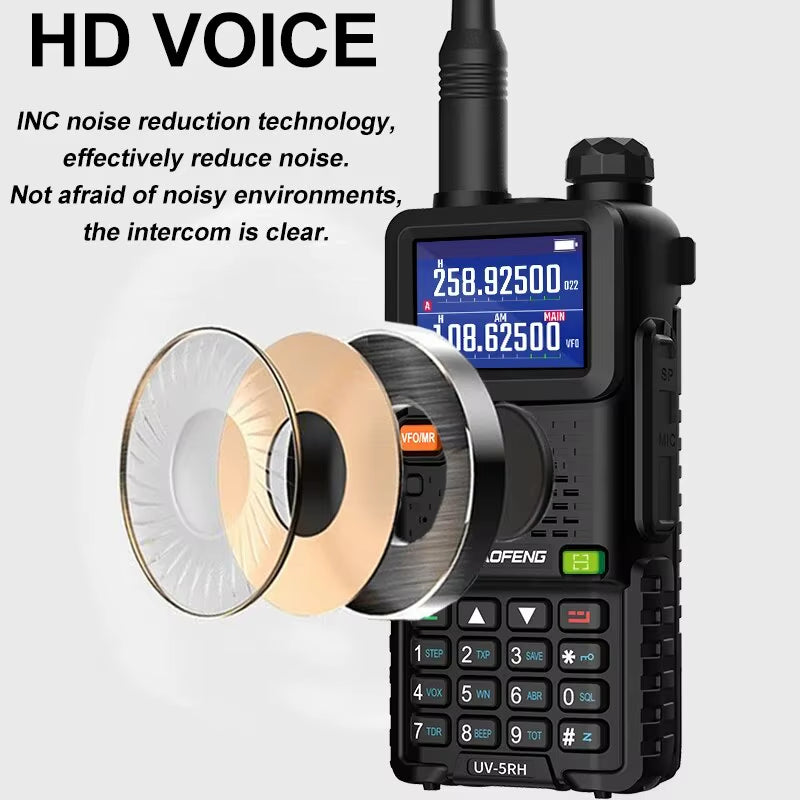 UV-5RH Air Band Walkie Talkie Wirless Copy Frequency Multi-Band Tri Power Type-C NOAA AM FM Long Range Ham Two Way Radio