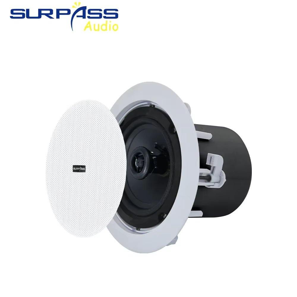 Home Theater Sound System 5 Inch 8 Ohm 20W Ceiling Speaker Moisture-Proof in Wall Ceiling Speaker ABS Material with Back Cover