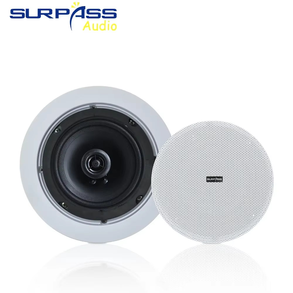 Home Theater Sound System 5 Inch 8 Ohm 20W Ceiling Speaker Moisture-Proof in Wall Ceiling Speaker ABS Material with Back Cover